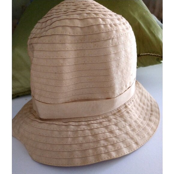 Vintage Palmer Ribbon Hat Size Small Ladies Tan Cloche With Bow - Picture 4 of 16